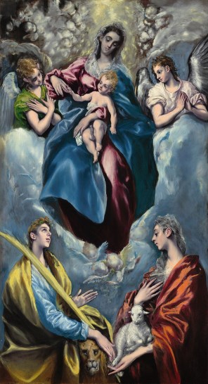 성모자와 성녀 마르티나와 성녀 아녜스_by El Greco_photo by Google Art Project_in the National Gallery of Art in Washington DC.jpg